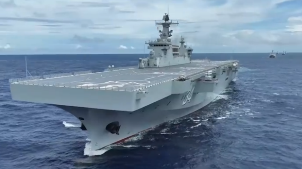China's new Type 075 amphibious assault ship Hubei debuts in maritime training